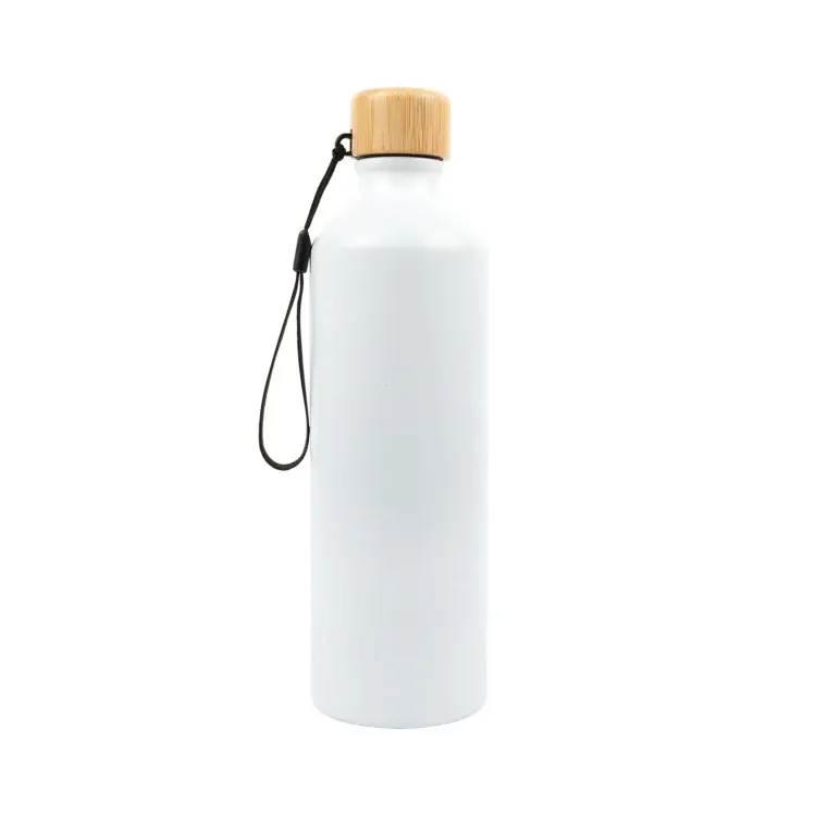 Gelato Aluminium Bottle with Bamboo Lid - Matte White