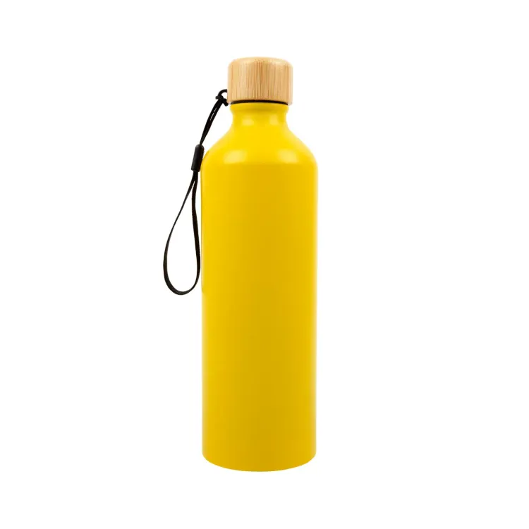 Gelato Aluminium Bottle with Bamboo Lid - Matte Yellow