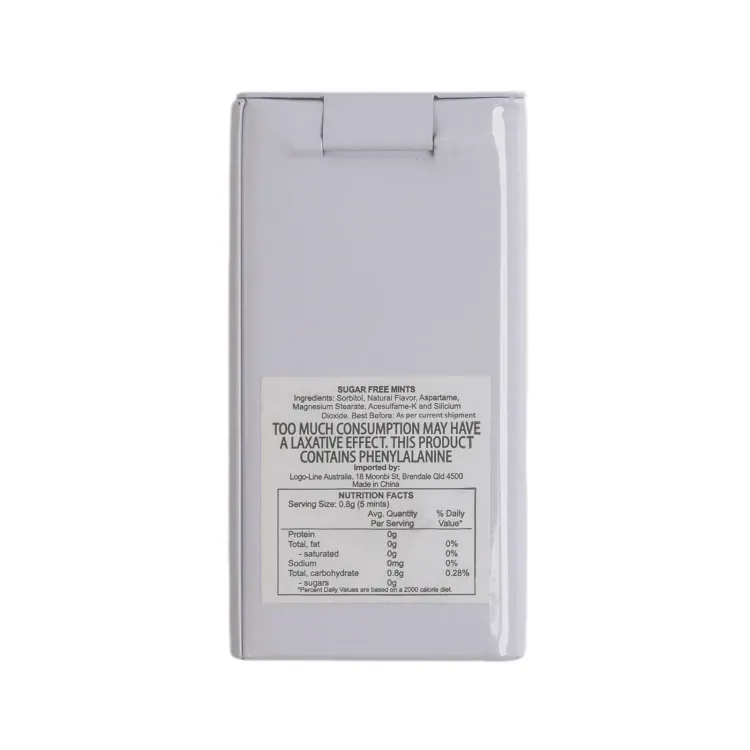 Spearmints in Flip Top Tin 25g - Back