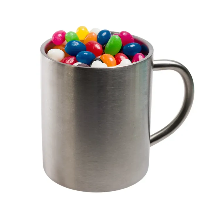 Assorted Colour Mini Jelly Beans in Java Mug  - Silver/Assorted