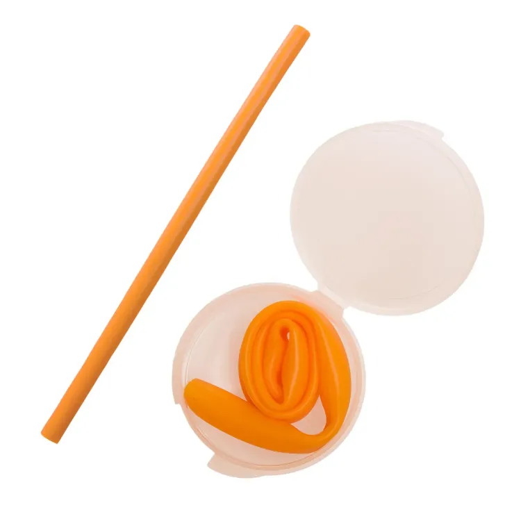 Silicone Straw in Case - Orange