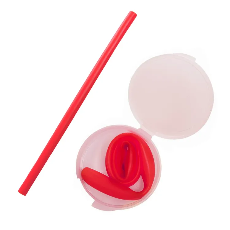 Silicone Straw in Case - Red