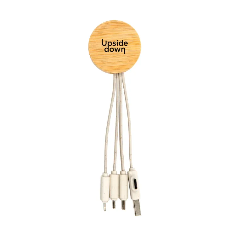 Sprite Round Bamboo Charging Cable - Pad Print