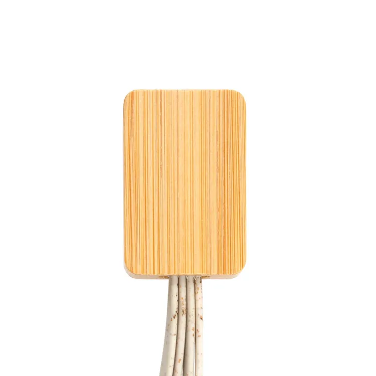 Sprite Square Bamboo Charging Cable - Close Up