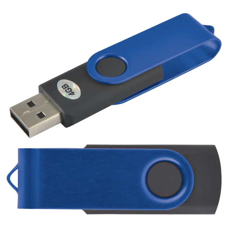 Swivel USB Flash Drive - Black/Dark Blue