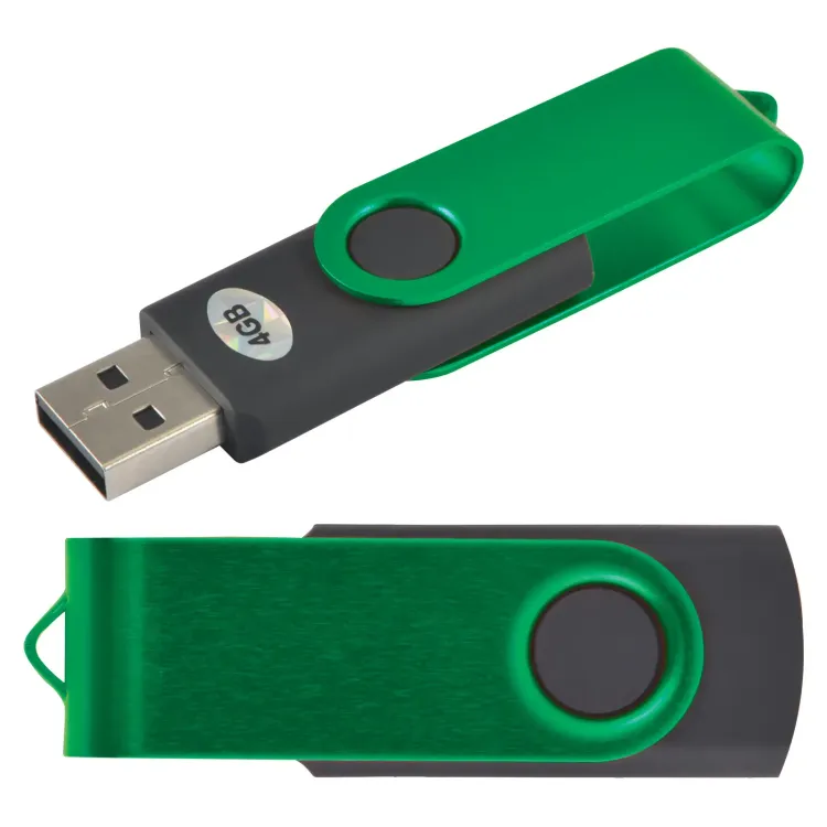 Swivel USB Flash Drive - Black/Green