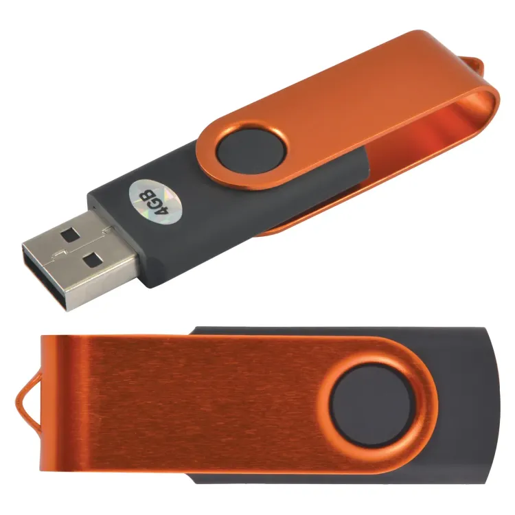 Swivel USB Flash Drive - Black/Orange
