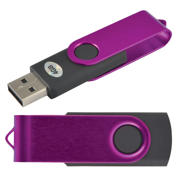 Swivel USB Flash Drive - Black/Purple