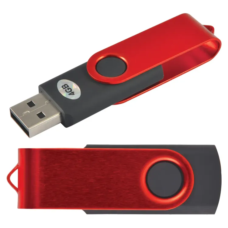 Swivel USB Flash Drive - Black/Red
