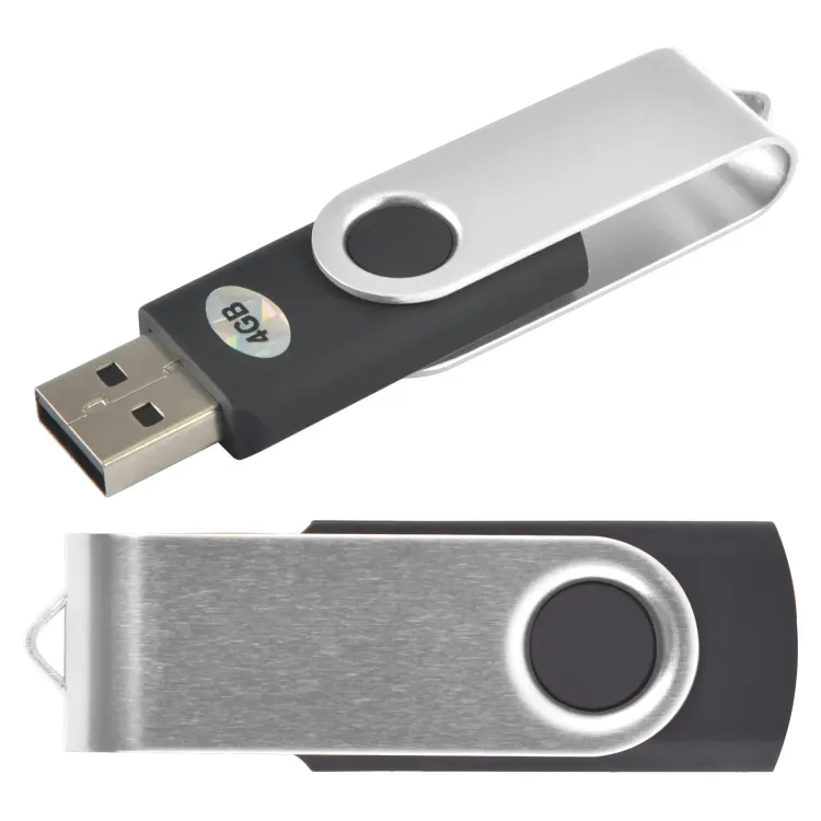Swivel USB Flash Drive - Black/Silver