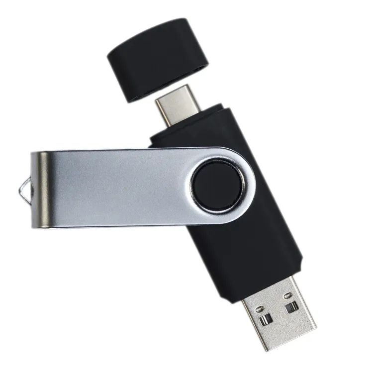 Swivel USB Flash Drive Dual 8GB - Silver 2