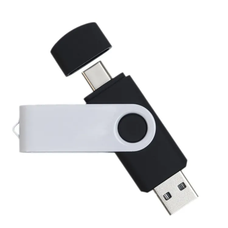 Swivel USB Flash Drive Dual 8GB - White 2