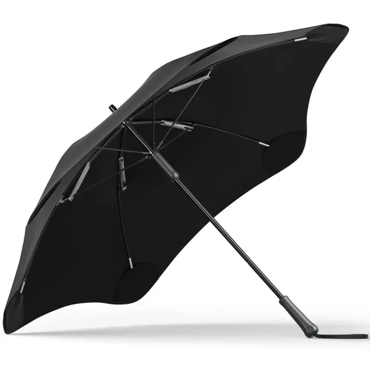 Underside view of BLUNT Classic umbrella in ink black showing frame structure