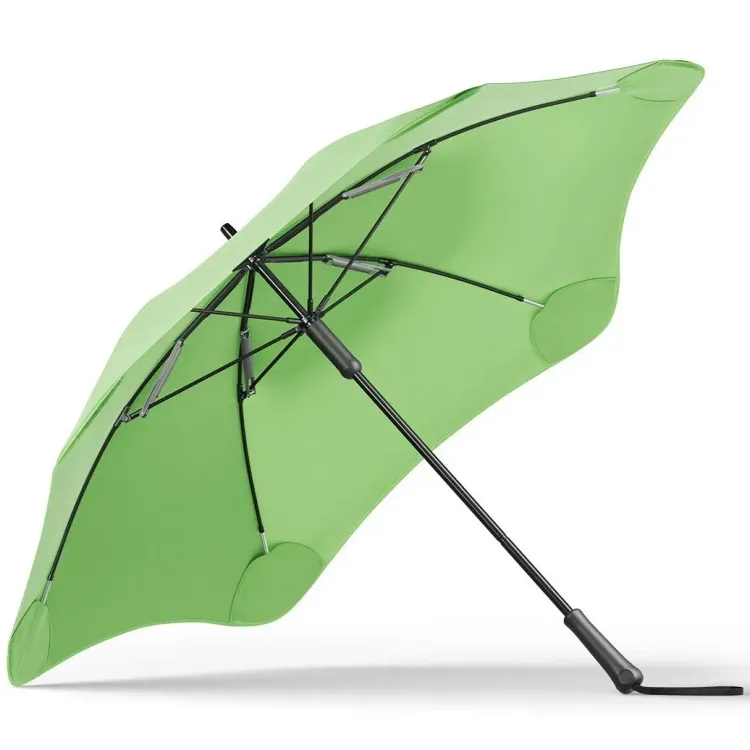 Underside view of BLUNT Classic umbrella in meadow green showing frame structure
