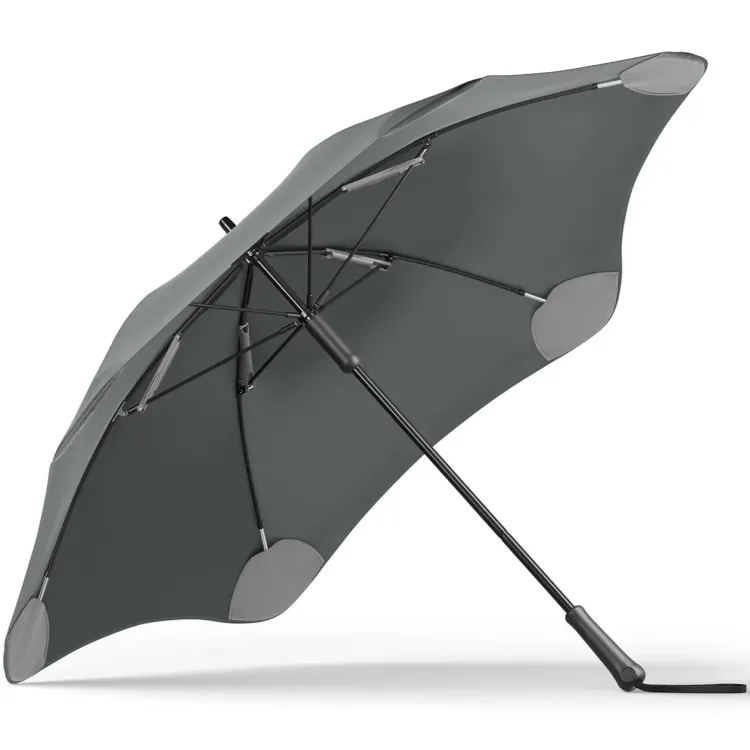 Underside view of BLUNT Classic umbrella in storm grey showing frame structure