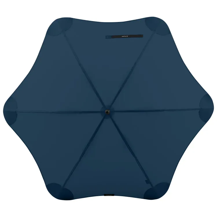 Overhead view of BLUNT Coupe umbrella in navy colour showing its six-panel canopy design