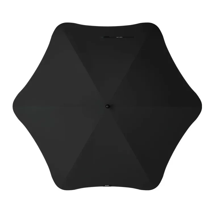 Top view of BLUNT Exec umbrella in ink black showing six-panel canopy