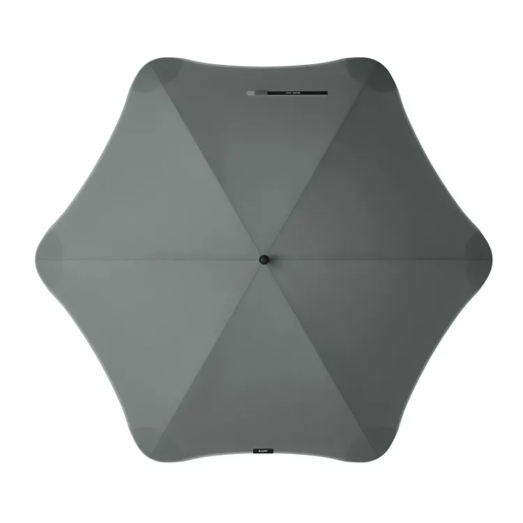 Top view of BLUNT Exec umbrella in storm grey showing six-panel canopy