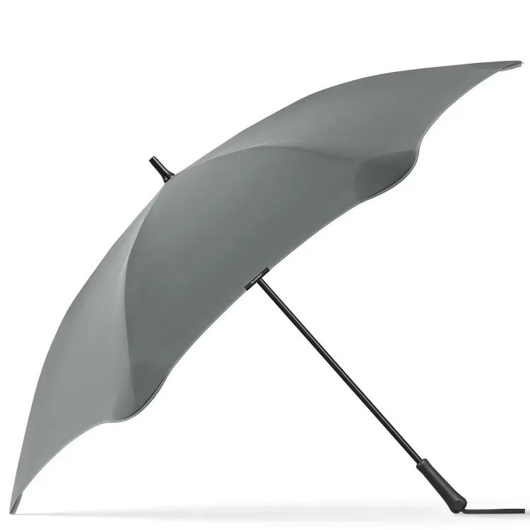 Side view of BLUNT Exec umbrella in storm grey showing curved canopy and handle