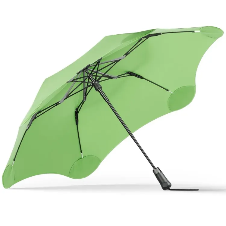 Underside view of BLUNT Metro Umbrella in meadow green showing frame and canopy ribs