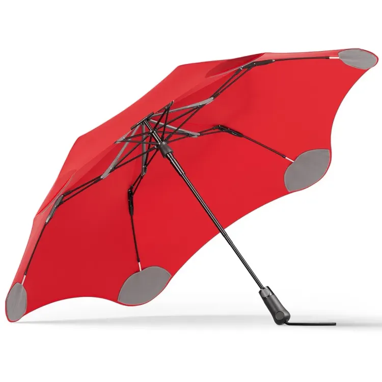 Underside view of BLUNT Metro Umbrella in red showing reinforced frame and six-rib canopy