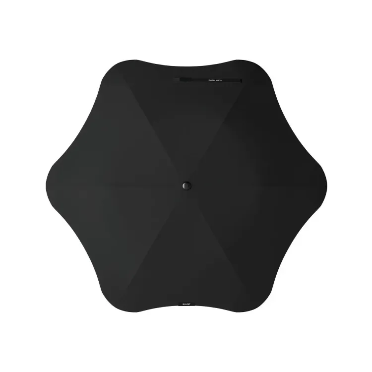 Top view of BLUNT Metro Umbrella in ink black with six-panel canopy and central hub