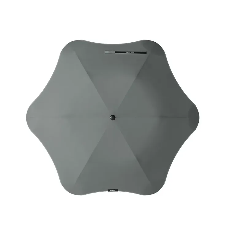 Top view of BLUNT Metro Umbrella in storm grey with six-panel canopy and black centre tip