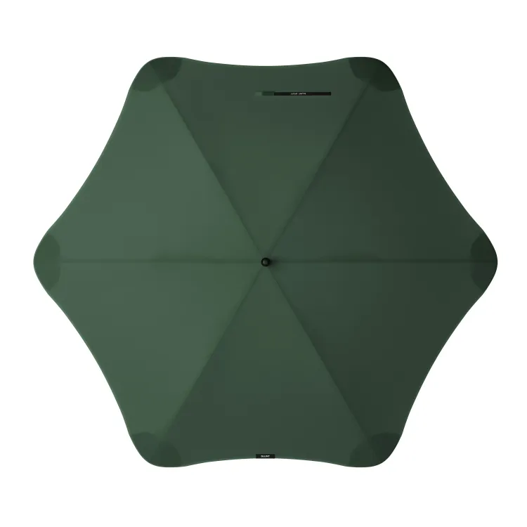 Top view of forest green BLUNT Sport umbrella with six-panel canopy and rounded reinforced edges