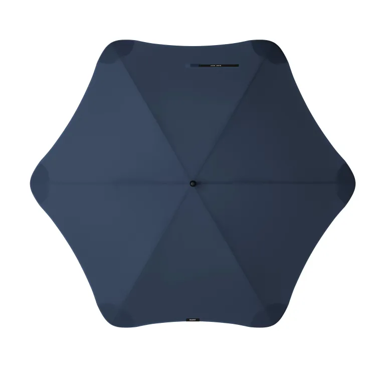 Top view of navy BLUNT Sport umbrella with six-panel canopy and rounded reinforced edges