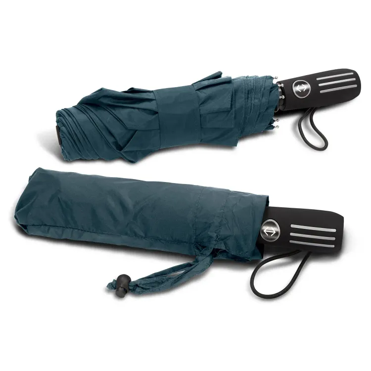 Director umbrella in navy, closed view with matching sleeve