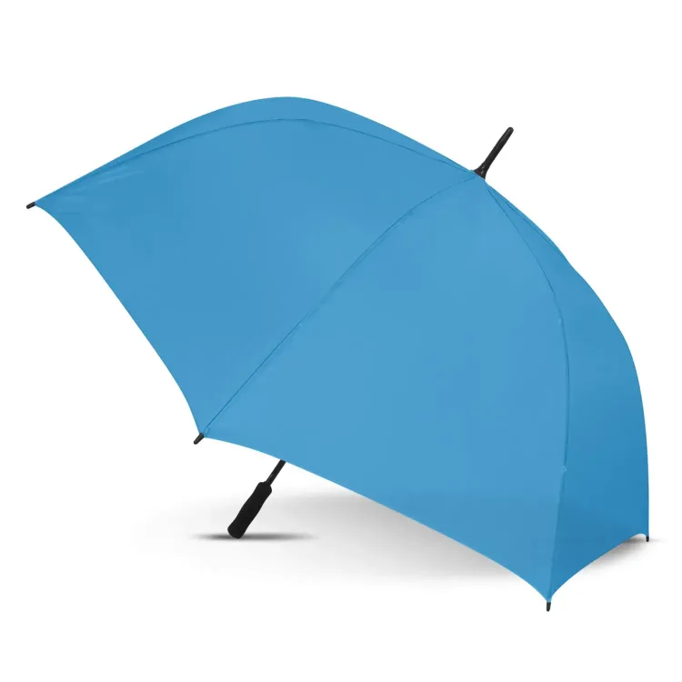 Hydra Sports umbrella in light blue, open profile view with black handle and tip