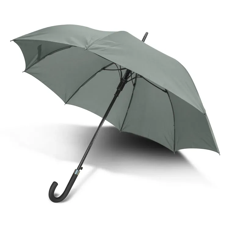 Pegasus Hook umbrella in grey, open with curved handle