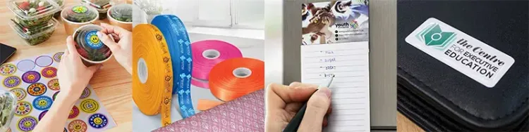 Print category banner with stickers, ribbons, pad and resin sticker