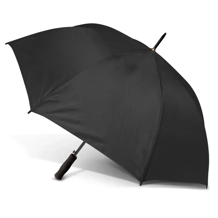Pro-Am umbrella in black, open angled front view