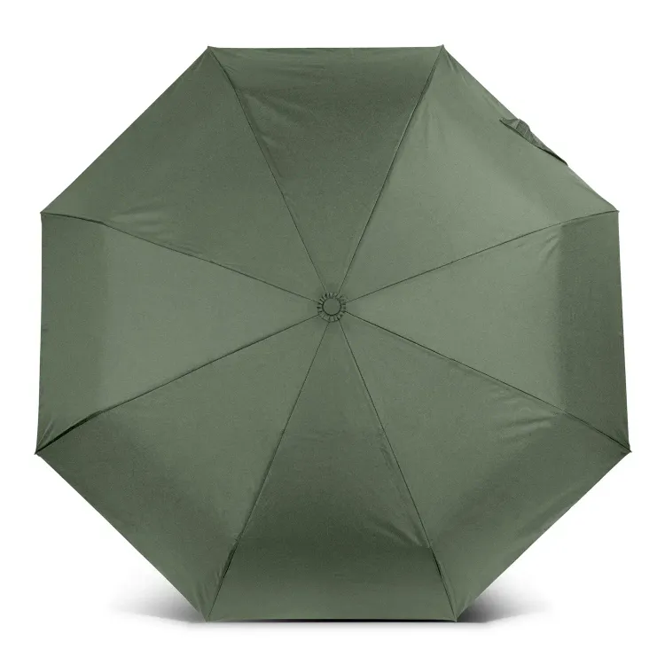 RPET Compact umbrella in olive, top view showing full canopy