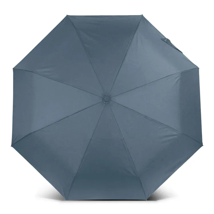 RPET Compact umbrella in petrol blue, top view showing full canopy
