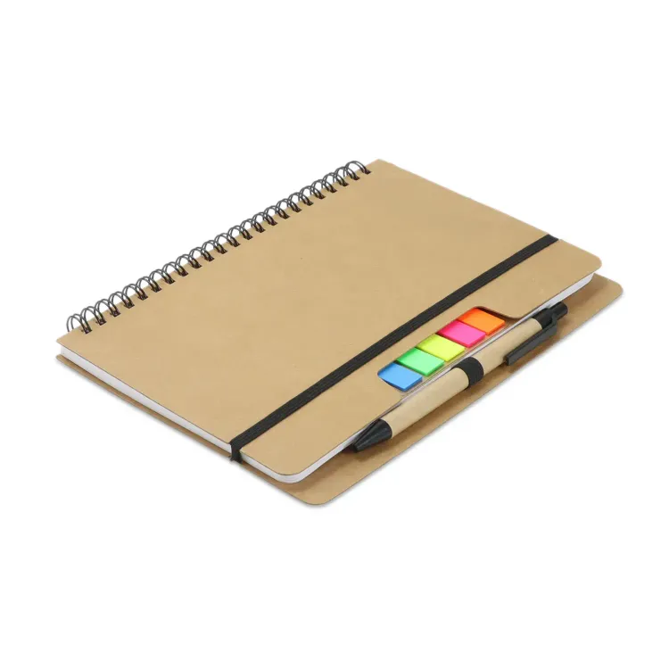 Kraft Notebook with Notes and Flags — Natural/Black