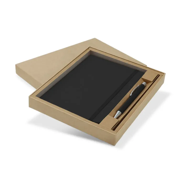 Omega Fashion Notebook and Pen Gift Set — Black