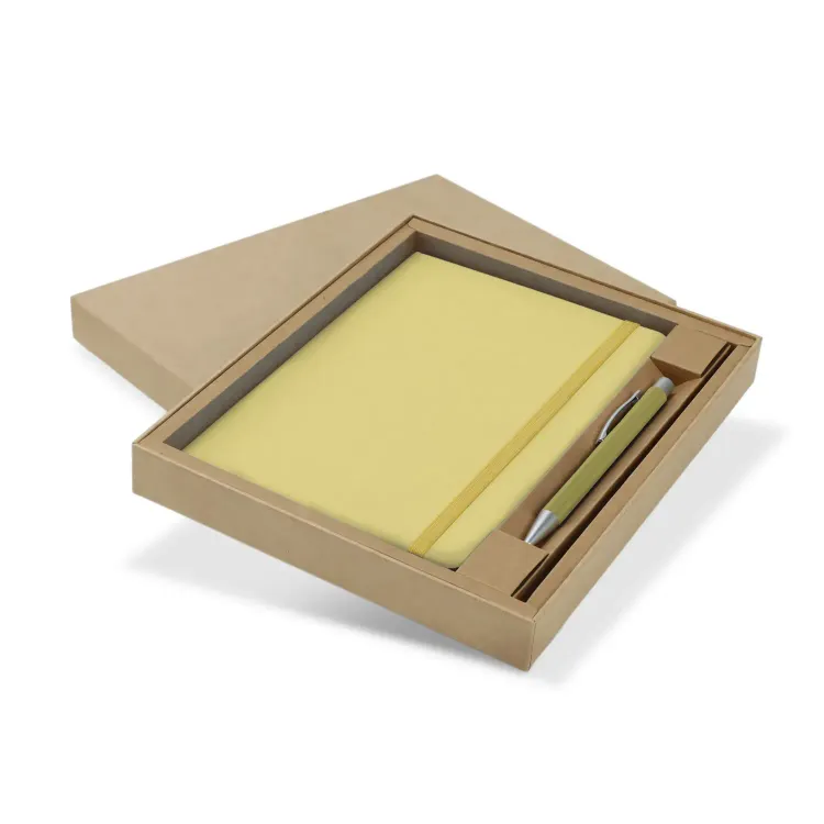 Omega Fashion Notebook and Pen Gift Set — Pale Yellow