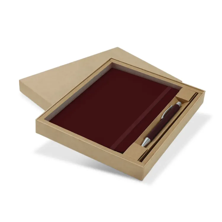 Omega Fashion Notebook and Pen Gift Set — Burgundy