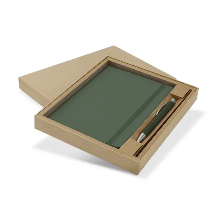Omega Fashion Notebook and Pen Gift Set — Olive
