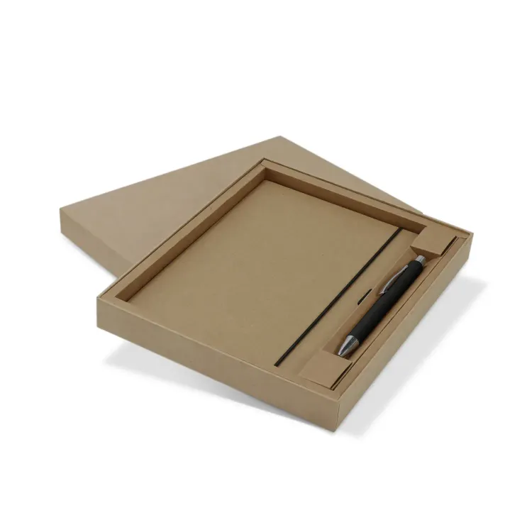 Kraft Notebook and Pen Gift Set — Black Pen