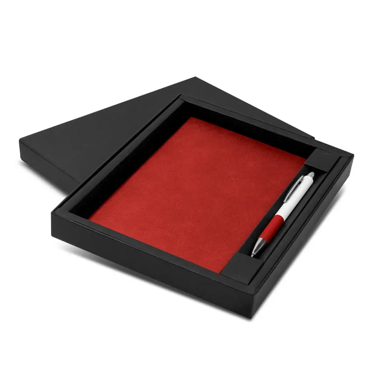 Genoa Notebook and Pen Gift Set — Red