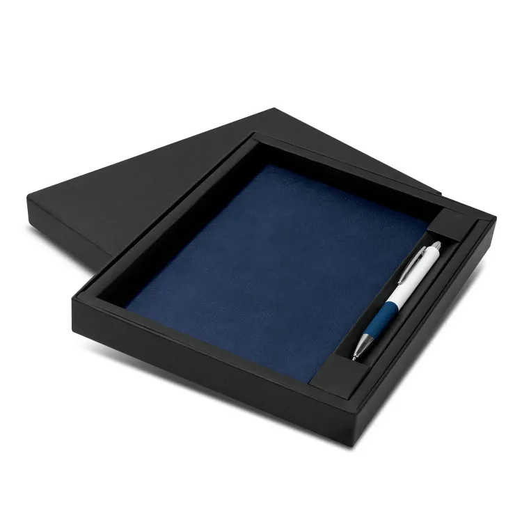 Genoa Notebook and Pen Gift Set — Dark Blue