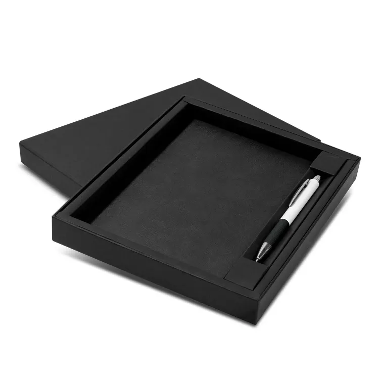 Genoa Notebook and Pen Gift Set — Black