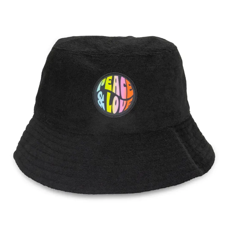 Terry Towelling Bucket Hat with Full Colour Patch — Round Patch