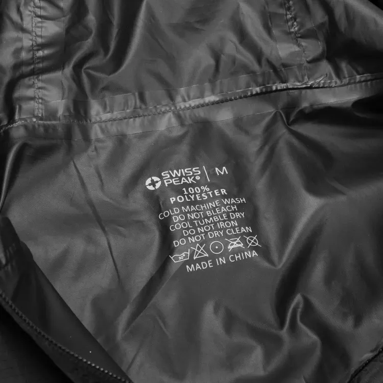 Swiss Peak Urban Unisex Windbreaker — Care Label