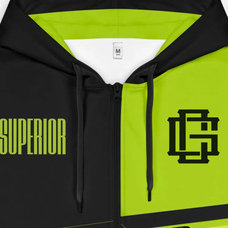 Custom Mens Active Zipped Hoodie — Drawstring