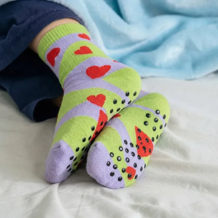 Pixel Knitted Bamboo Grip Socks — Feature