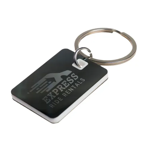 Rectangle Stainless Steel Keytag - Laser Engrave White